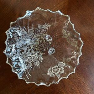 Vintage Cambridge silver overlay footed bowl